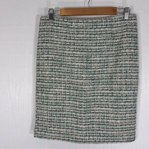 Kenar Womens Tweed Skirt‎ Size 4 Lined Career Office Teal Black White